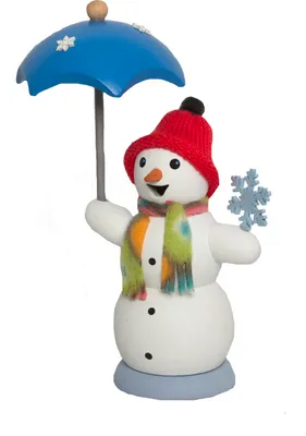 Produktbild von Drechslerei Kuhnert - Räucherfigur - Schneefrau mit Schirm - Größe ca. 13cm - für Räucherkerzen Größe M (Standard)