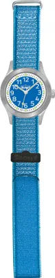 Produktbild von Scout Kinderuhr analog aus der Serie "Cool" mit hellblauem Textilband, Quarzwerk und Klettverschluss