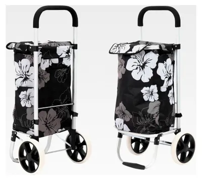 Produktbild von Einkaufstrolley aus Aluminium mit 50 Litern, klappbar, wasserabweisend, mit 2 Rädern, Einkaufskorb mit Rollen, groß - Blumen