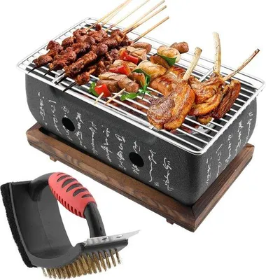 Produktbild von Famanu Holzkohlegrill Mini BBQ - Tragbare Kochplatte für Partys