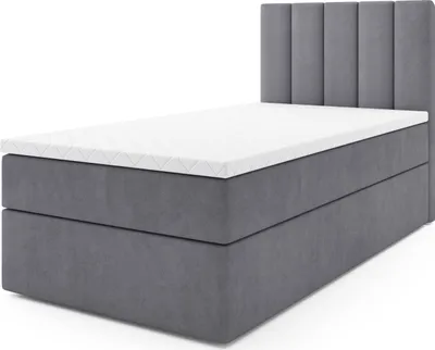 Produktbild von MR GROUP Boxspringbett LATINA MINI 90x200 rechts Kinderbett Jugendbett Einzelbetten Bett Stauraum Polsterbett Matratze Topper H3 Schlafzimmer hellgrau