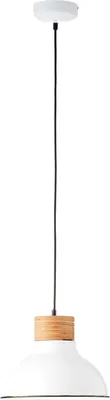 Produktbild von BRILLIANT Lampe Pullet Pendelleuchte 30cm weiß/holz hell | 1x A60, E27, 40W, geeignet für Normallampen (nicht enthalten) | Für LED-Leuchtmittel geeignet