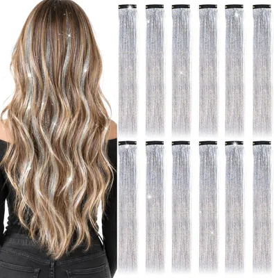 Immagine prodotto di Estensioni per capelli da applicare con clip, colorate, 12 pezzi, 50 cm, ideali per occasioni speciali