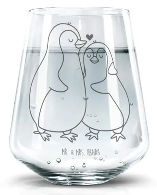 Produktbild von Mr. & Mrs. Panda Glas Pinguine Einschlafen - Transparent - Geschenk, Jahrestag, Freundin, für, Valentinstag, Wasserglas, Trinkglas, Freund, Trinkgefäß, Tumbler, Frauen