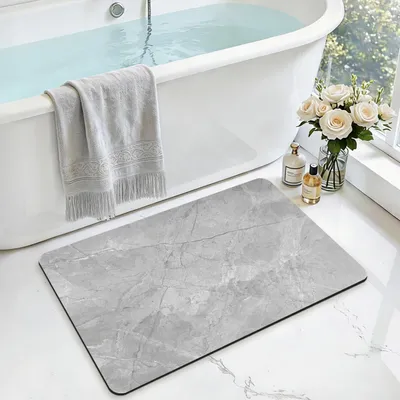 Produktbild von Badematte rutschfest 40 x 60 cm, super saugfähig, schnelltrocknend, Grau