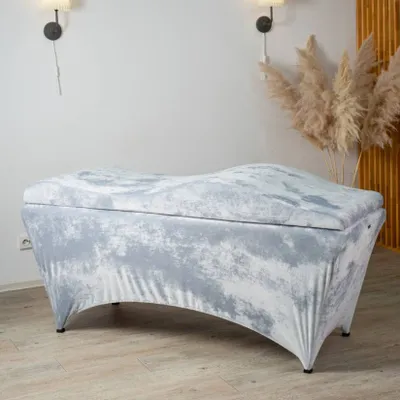 Produktbild von Wellen-Matratzen-Set mit Memory-Schaum und Liegenbezug | Für Wimpernverlängerung & Kosmetik, 180x60 cm, light-grey