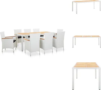 Immagine prodotto di vidaXL Set da pranzo da giardino 9 pezzi in polirattan bianco - Set di mobili da giardino