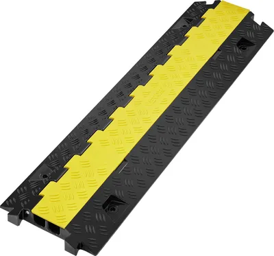 Image de VEVOR 1x Pont de câbles 91,8x25x4,3cm Protection anti-collision Câble TPU & TPR Pont de tuyaux 2 canaux 10000KG par axe Capacité de charge Rampe Goulottes de câbles Idéal pour parkings Entrepôts Écoles Chantiers