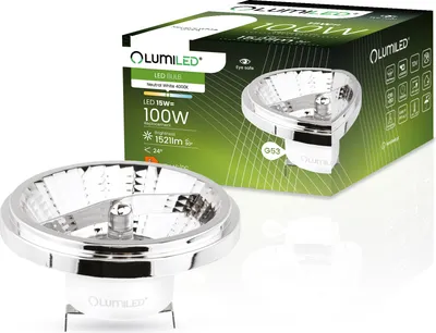Zdjęcie produktu dla Żarówka LED G53 Reflektor AR111 15W = 100W 1521lm 4000K Neutralna 24° 12V Srebrna LUMILED