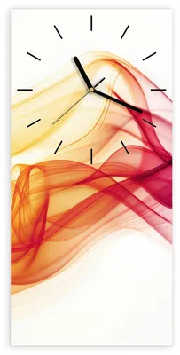 Produktbild von Wanduhr aus Glas mit Motiv Farbige Wellen- 30 x 60 cm - inkl. Aufhängesystem