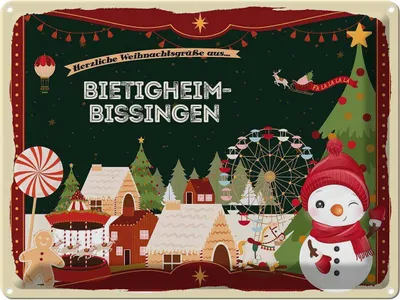 Produktbild von vianmo Blechschild 30x40 cm Weihnachtsgrüße aus Bietigheim-Bissingen Weihnachten