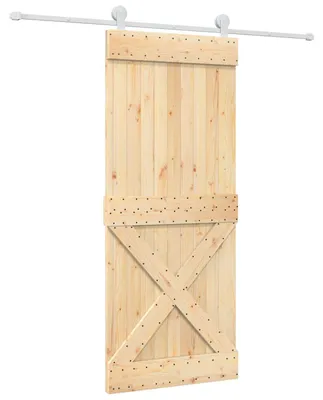 Productafbeelding van vidaXL Schuifdeur, natuurlijke kleur en wit, 85 x 210 cm, massief dennenhout
