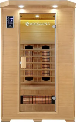 Produktbild von Artsauna Infrarotkabine Oslo - Wärmekabine Vollspektrumstrahler für 2 Personen - LED-Farblichttherapie - Infrarotsauna 120x100 cm aus Hemlockholz