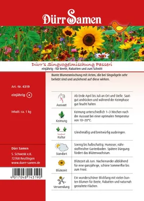 Artikelbild 1 von 'Dürr Samen's Singvogel Passeri Mischung 1 kg' aus der Kategorie Blumenwiese