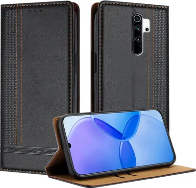 Obrázek produktu pro Pouzdro pro Xiaomi Redmi Note 8 Pro kožené flipové pouzdro s funkcí stojánku černé