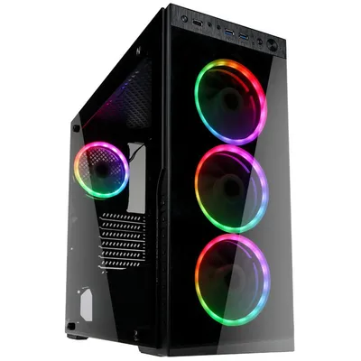 Produktbild von Kolink Horizon Cubierta para PC, Midi Tower, PC, Schwarz, ATX, micro ATX, Mini-ITX, Kunststoff, Stahl, Gehärtetes Glas, 16 cm
