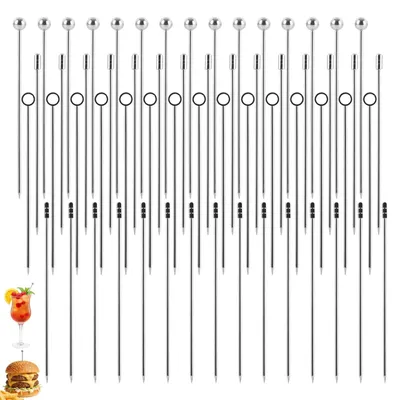Image de Solidchoice - 60 brochettes réutilisables pour cocktails, en acier inoxydable