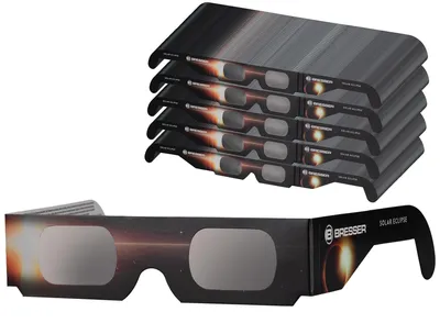 Produktbild von Bresser Sonnenfinsternis Brille 5000 Stück, sichere Sonnenbeobachtung, EN ISO 12312 2:2015, hellgelbes Sonnenbild, Design B