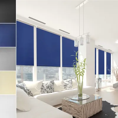 Produktbild von Verdunklungsrollo Blackout Lichtundurchlässig & hitzeabweisend mit Sicherheitsclip & Montagematerial 65x150 cm navy-blau