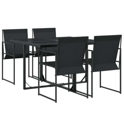 Produktbild von vidaXL 5-tlg. Garten-Essgruppe Schwarz Textilene