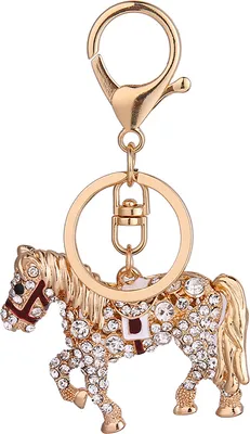 Produktbild von Niedlicher Pferde-Schlüsselanhänger mit Strass-Anhänger, Schlüsselanhänger, Tasche, Geldbörse, Auto-Ornament