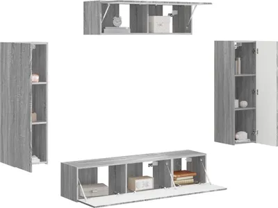 Produktbild von Cloris Designermöbel TV-Schränk 3 pcs - Montage erforderlich - Graues Sonoma - 2026Neu343346 - TV-Schränke
