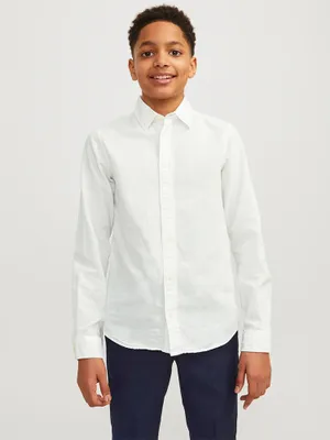 Image de Jack & Jones Elinen Blend Chemise à manches longues Blanc 10 ans Garçon Blanc 10 ans