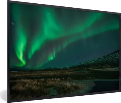 Produktbild von MuchoWow® MuchoWow® Gerahmtes Poster Nordlichter - Natur - Island 60x40 cm - Poster mit zchwarzem Bilderrahmen - Printing - Wanddeko Schlafzimmer