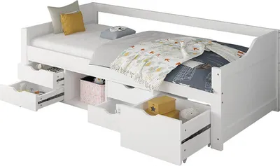 Produktbild von HOME DELUXE Kinderbett COSMOS mit Schubladen und Matratze - 90 x 200 cm Weiß