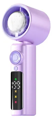 Immagine prodotto di INF Ventilatore portatile ad alta velocità 4000mAh — Raffreddamento termoelettrico Peltier, Display LED 199 livelli, Ricarica USB-C Viola