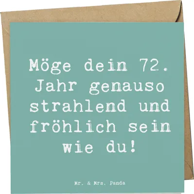 Produktbild von Mr. & Mrs. Panda Glückwunschkarte Spruch 72. Geburtstag Freude Glanz - Meeresbrise - Geschenk, liebevolle Botschaft, Geburtstagsgeschenk, Grußkarte, anlasskarte