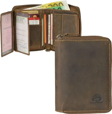 Produktbild von Greenburry Leder Reißverschluss-Geldbörse Portemonnaie VINTAGE rustikal antik