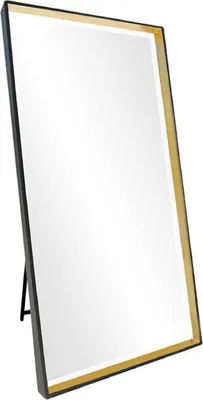 Produktbild von Casa Padrino Luxus Standspiegel Schwarz / Gold 100 x H. 200 cm - Ganzkörperspiegel - Schlafzimmer Spiegel - Schlafzimmer Möbel