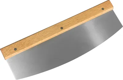 Produktbild von scarlet kitchen | Pizzamesser »Rapido« Pizzacutter, Wiegemesser mit scharfer Klinge aus rostfreiem Edelstahl 32cm mit Holzgriff, schnelles und sauberes Schneiden, XXL, mit Klingenschutz, Größe:32 cm