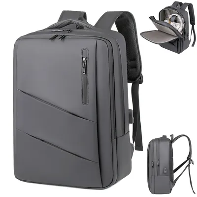 Produktbild von Laptop-Rucksack 45.64 cm kratz- und spritzwasserfest, Geschäftsreisen Laptop-Rucksack, Herren- und Damengeschenk (grau)