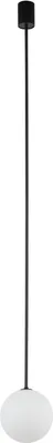 Produktbild von Pendelleuchte Glas Metall G9 rund Ø 16 cm H: max. 140 cm Schwarz Weiß Kugelschirm Retro Design Hängelampe