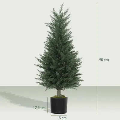 Obrázek produktu pro HOMCOM, sada 2 ks umělých cypřišů, 90 cm, umělá rostlina s UV ochranou do kanceláře