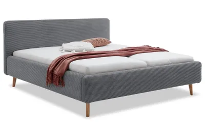 Produktbild von Polsterbett Bett MATTIS Cord Stoffbezug Poso 22 grau-ohne Bettkasten-120 x 200 cm