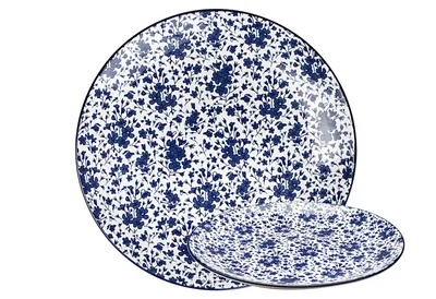 Produktbild von GUSTA 02266000 OTB Floral Speiseteller Teller flach Ø 26,5 cm, blau/weiß