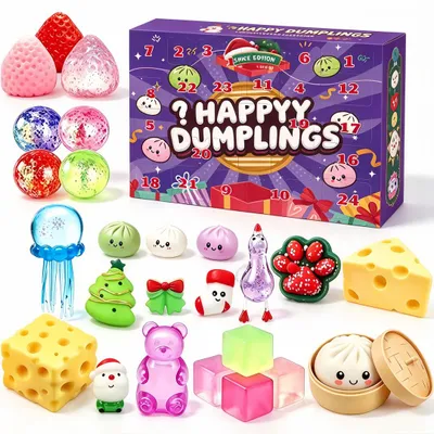 Produktbild von Squishy Adventskalender 24 Überraschungen Fidget Spielzeug, Sammelfiguren, Weihnachtsgeschenk für Kinder & Erwachsene