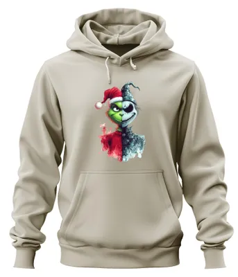 Produktbild von Grinch Jack Skellington Halb Gesicht Weihnachten Horror Hoodie Kapuzenpullover, Natur, S