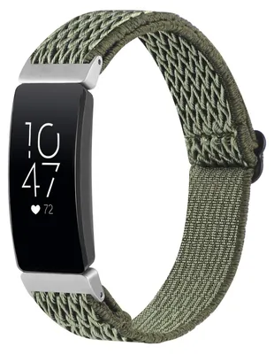 Produktbild von By Qubix passend für Fitbit Inspire 2 & Ace 3 Elastische Solo Loop Nylonarmband - Dunkelgrün