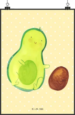 Produktbild von Mr. & Mrs. Panda Bild Avocado Kern rollt DIN A0 - Gelb Pastell - Geschenk, Wandbild, wandkunst, wanddeko, Säugling, drucke, Plakat, Liebe, Baby