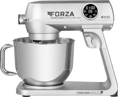 Produktbild von ECG FORZA 6600, 6,5 l, Silber, Edelstahl, Schleifen, Kneten, Mixen, 1,15 m, LED, Edelstahl