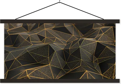 Produktbild von MuchoWow® Textilposter Abstrakt - Gold - 3D - Luxus - Kunst 60x30 cm mit schwarzem Rahmen - Textilien