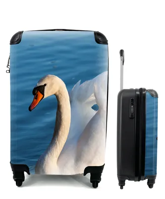 Produktbild von MuchoWow® Koffer Handgepäck Trolley Rollkoffer Kleine Reisekoffer mit 4 Rollen - Schwan - Wasser - Vogel - Weiß - Cabin Size < 55x40x23 cm & 55x40x20 cm - Fotokoffer - Kabinenkoffer - Boardgepäck - Reise-Box - Reisekoffer - Reisegepäck - Koffer mit Bild - Trolley für Kinder