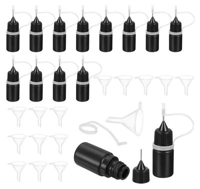 15 Präzisions-Knijpflaschen 5 ml mit Nadelspitze, schwarz
