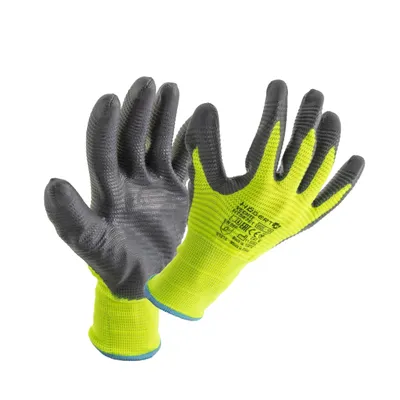 Produktbild von Högert Technik VECHTE Handschuhe mit Nitrilbeschichtung, Wellhandschuhe grün/c.grau, Größe 7-11, abriebfest, ideal für präzise Montage- und Wartungsarbeiten