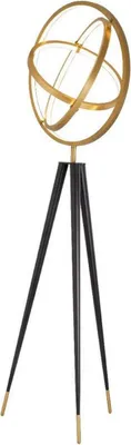 Produktbild von Casa Padrino Designer LED Stehleuchte Antik Messing / Schwarz Ø 70 x H. 205 cm - Moderne Dreibein Stehlampe - Wohnzimmer Lampe - Luxus Qualität