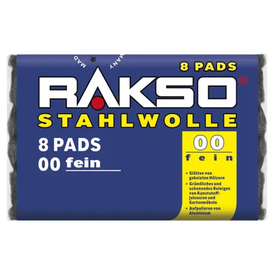 Produktbild von RAKSO Stahlwolle Pads Sorte 00 Fein 1 x 8 Stück